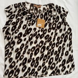 Ellen Tracy Women's Animal Print Blouse - Black and White